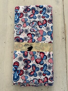 Patriotic Butterfly Peace Sign Red, White & Blue Fabric Panel - 24”x55”